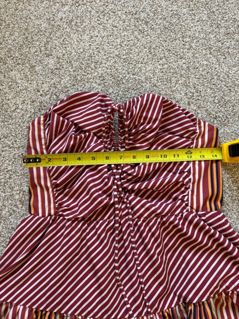 Emily Halter Mini Dress Stripped Summer Boho Size Medium Anthropologie - Picture 13 of 14